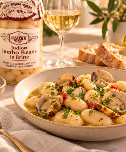 Judiones con almejas y vino blanco